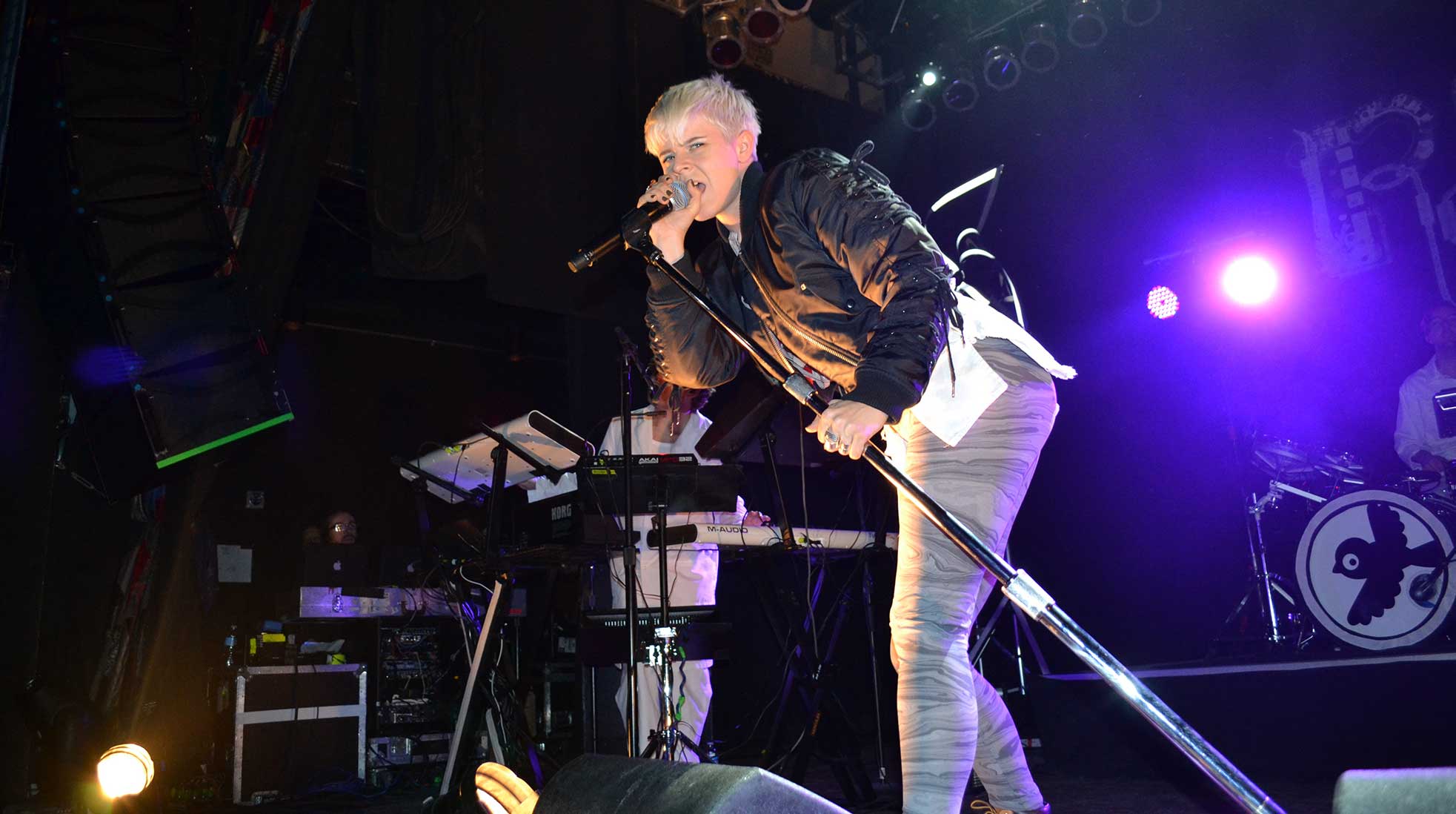 The Swedish artist Robyn performing on stage